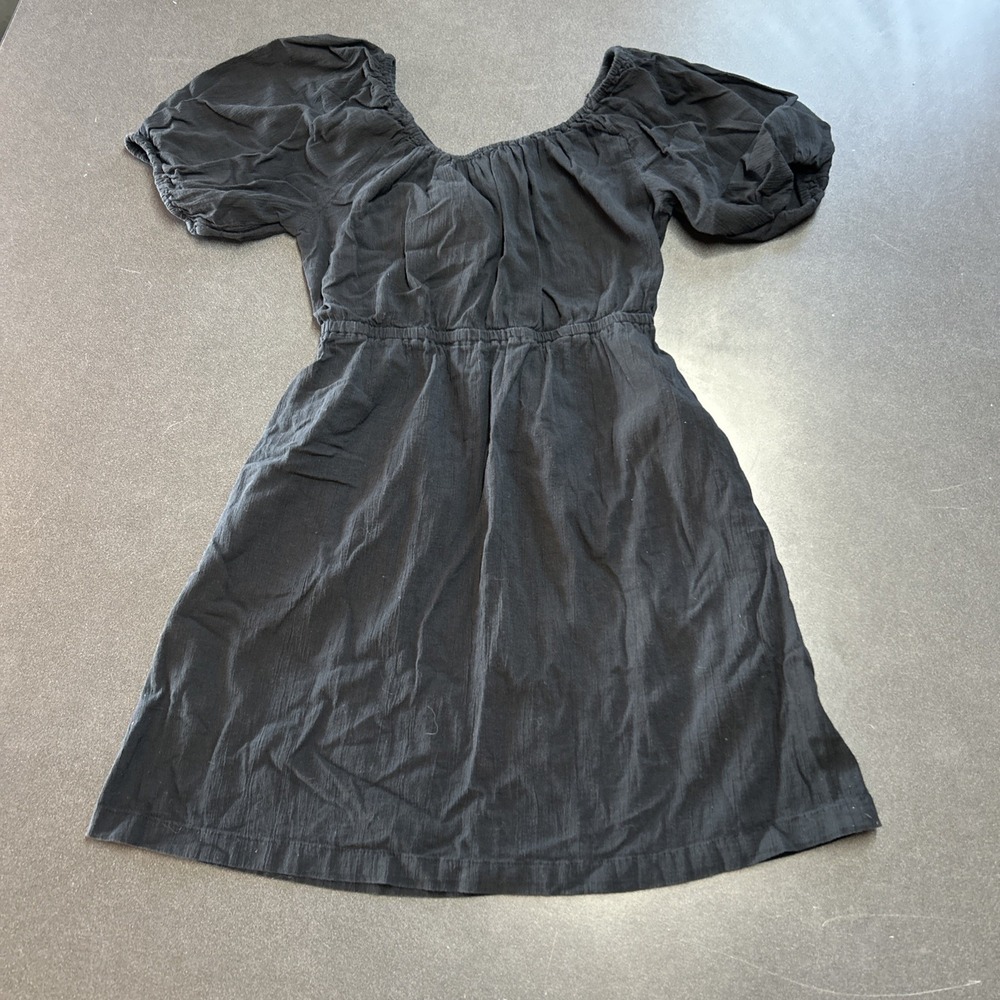 OLD NAVY Cotton Swing Dress Medium Puff Sleeves Open Back Y2K Grunge Whimsygoth